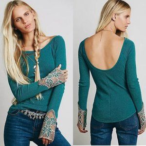 Free People Bali Babe Long Sleeve Embroidered Top